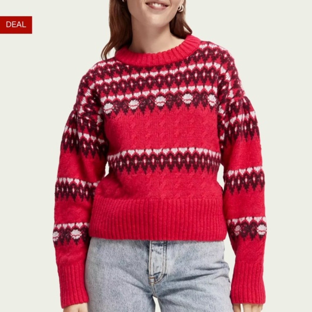 Scotch & Soda Cable knit Fair Isle sweater large new‎ with tags